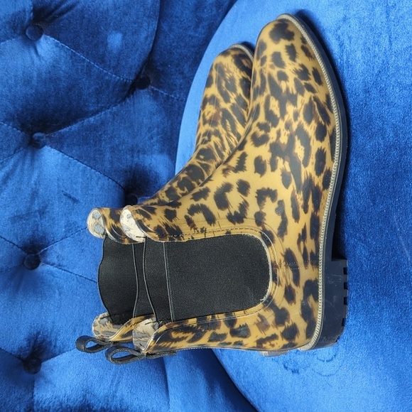 Joules Rockingham Leopard Rain Boots Chelsea Style Waterproof Wellies 10 - Picture 7 of 11